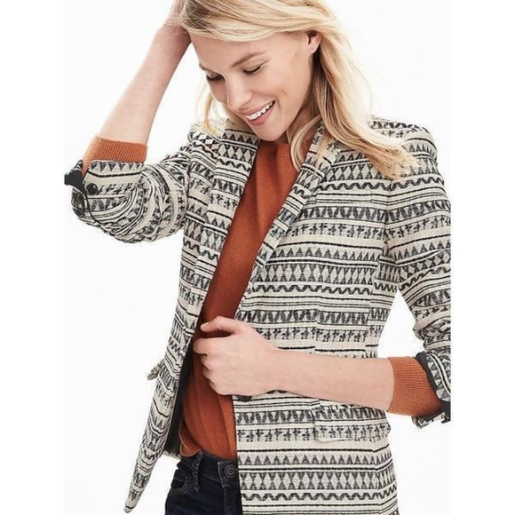 Banana Republic Blazer Tribal Aztec‎ Black & White size 8 - Picture 1 of 15